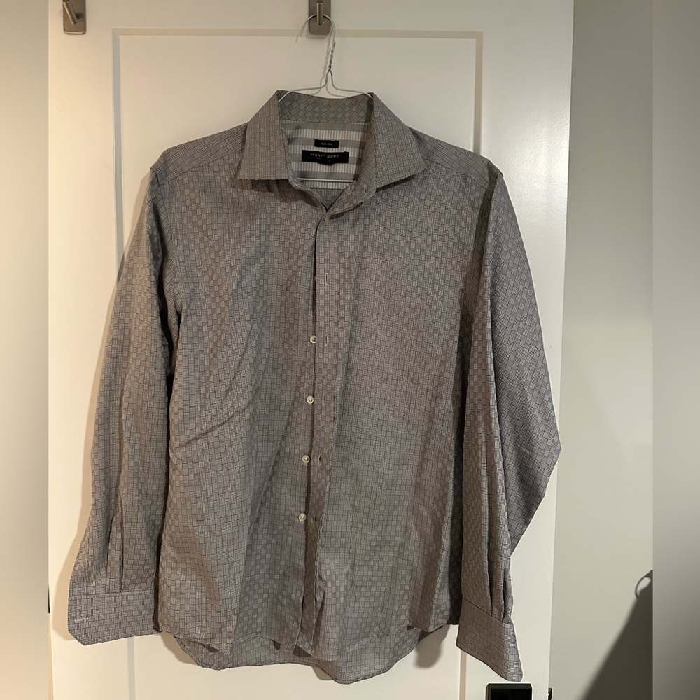 Pronto Uomo Non-Iron Black/White Weave
Pattern Shirt Size Large